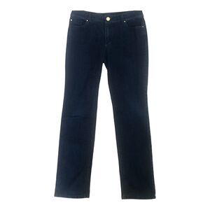Chico's Platinum Straight Leg Blue Dark Wash 5-Pocket Mid Rise Jeans Sz 0.5 (6)